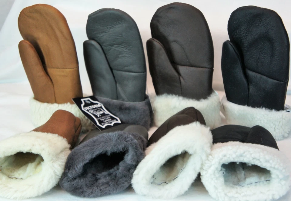 4 COLORES PIEL DE OVEJA GENUINA REAL PIEL DE OVEJA MANOPLAS UNISEX Piel Invierno S-2XL Foto 4 de 4