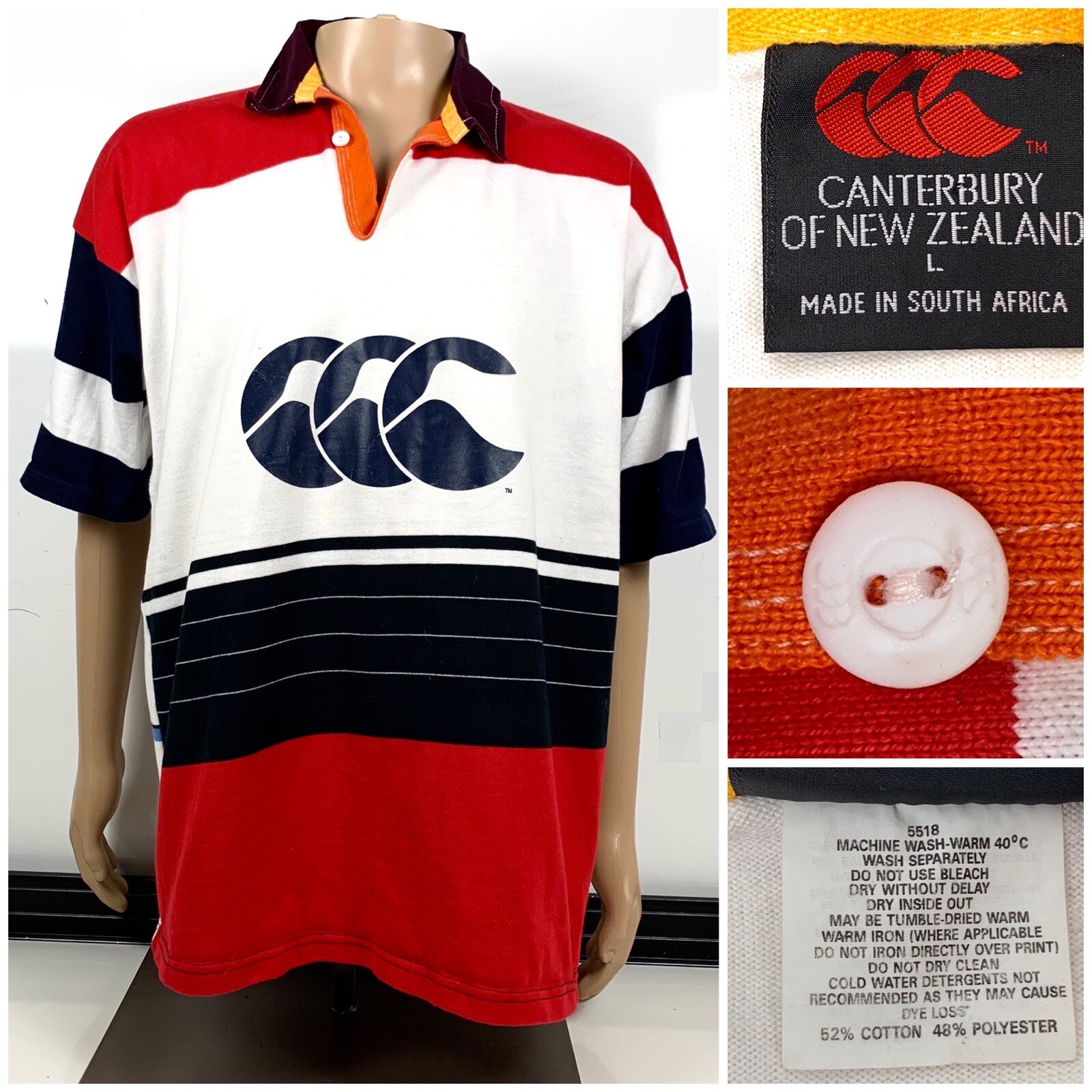 CANTERBURY OF NEW ZEALAND半袖シャツ！Mサイズ！ Canterbury of New Zealand Rugby Shirt Men's L in Mult… - Gem