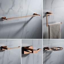 Brass Wall Mount Toilet Paper Holder Towel Bar Ring Robe Hook Rose Gold Finished