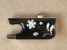 Hand made silver mounted Cello Bow frog with MOP inlay  Poppies  flowers design