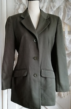 VTG Womens Wool Blazer Jacket Dark Green Size 8 Slim Look Made in USA