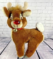Vintage Applause Rudolph The Red Nosed Reindeer Plush Hard Nose w/ Bell H11 