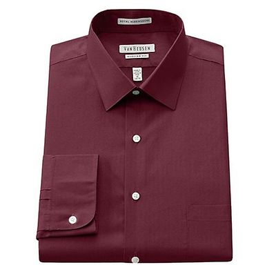 Nwt $89 Van Heusen Men Red Regular Fit Royal Herringbone Dress Shirt 14.5  32/33 | eBay