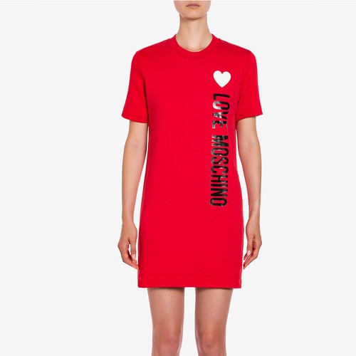 Abito Love Moschino W 5 A02 12 M4165 vestito felpa manica corta rosso 40 |  eBay