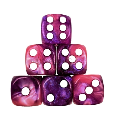 10 Würfel W6 16 mm Cosmoo Sparkle pink Würfelzeit Tabletop DnD Kniffel Yathzee