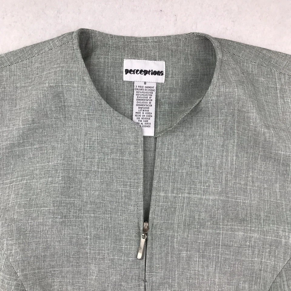 Perceptions Jacket Womens 8 Green Full Zip Unlined Lightweight - Image 2 of 4