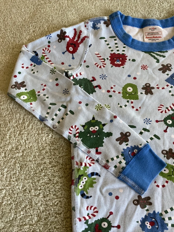 Hanna Andersson Niños Azul Rojo Monstruos Bastones de Caramelo Cómodo Manga Larga Pijama 10 Foto 2 de 4