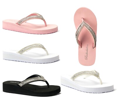 NEW Girls Rhinestone Sandals mid-sole flip flop