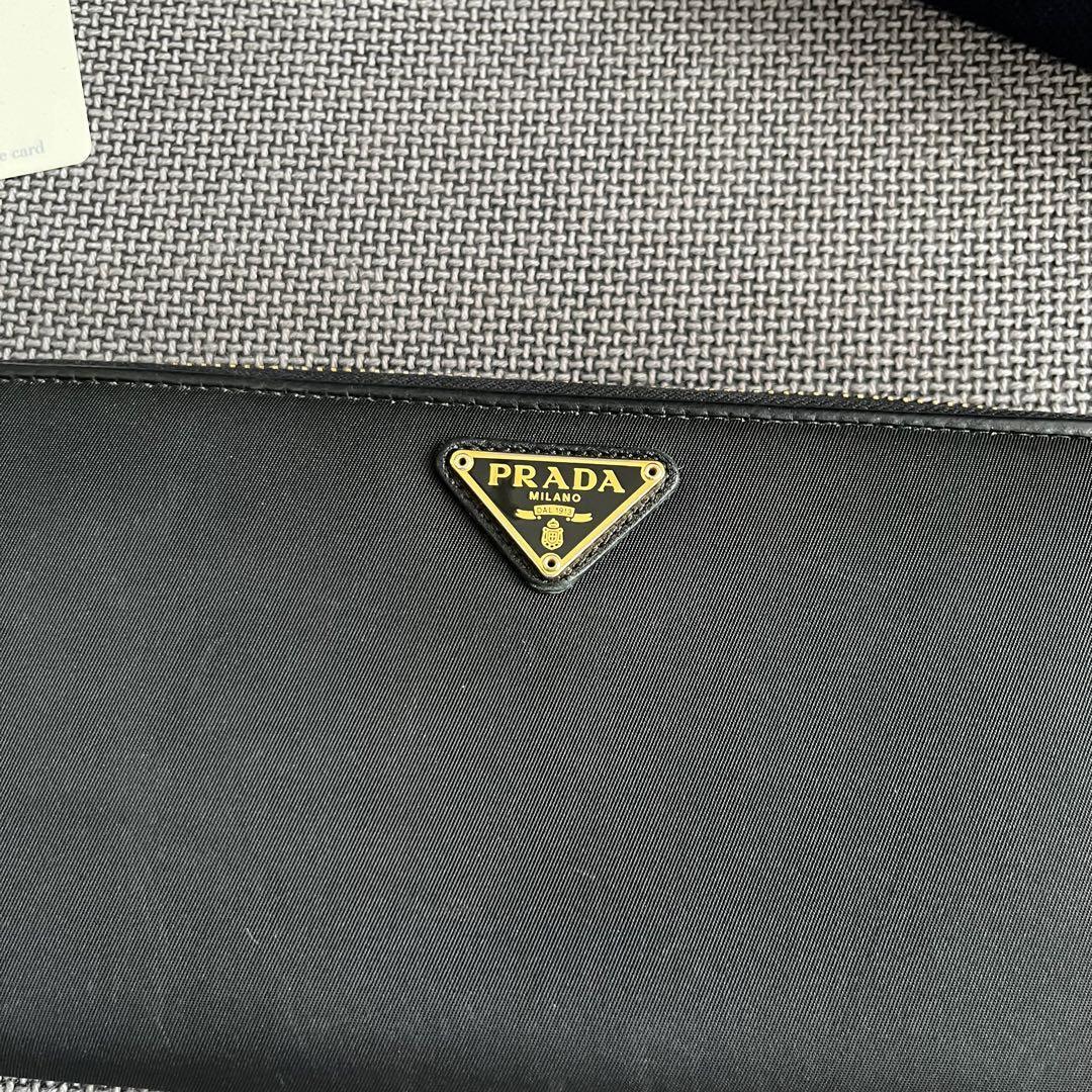 PRADA Prada Saffiano Nylon Leather Long Wallet Black used