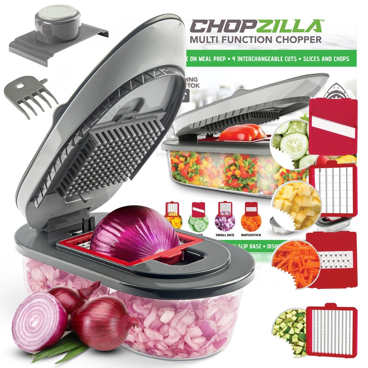Chopzilla All in 1 Sharp Veggie Chopper Food, Vegetable, and Salad