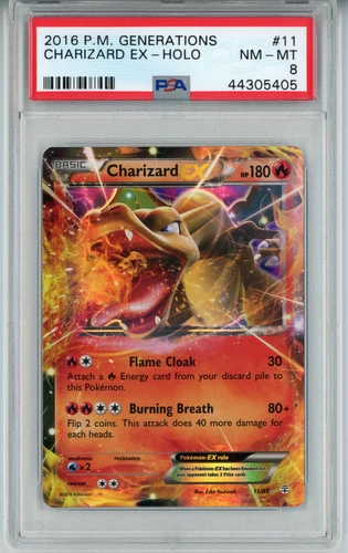 2016 POKEMON GENERATIONS CHARIZARD EX #11 HOLO FOIL PSA 8 NM-MT #44305405