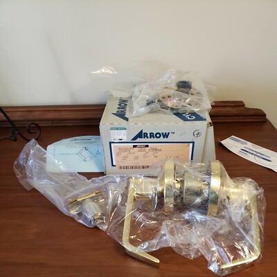 Arrow Cylindrical Lockset Series ML 01 SR 03 Bright Brass Lever 