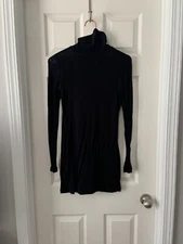 Vintage One Step Up Long Sleeve Turtle Neck Black Dress, Medium