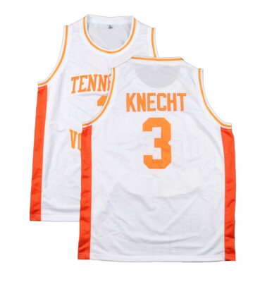 Youth/Men #3 Knecht Basketball Jersey White Orange Sewn Custom Any Names Number