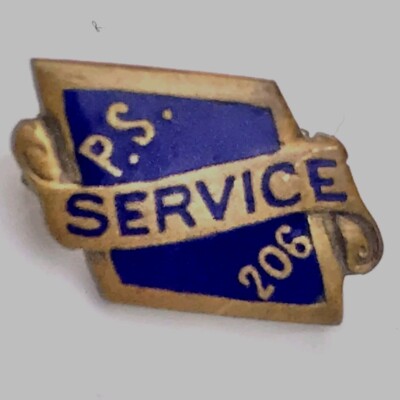 P.S. Service 206 Vintage Pin Gold Tone Enamel