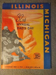 1951 Illinois vs Michigan football program  11/3/1951