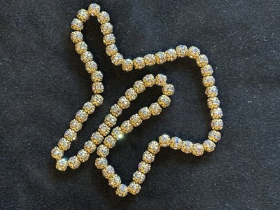 Vintage 1960 s Aurora Borealis Rhinestone Bead Balls Costume Jewelry Strung (72)