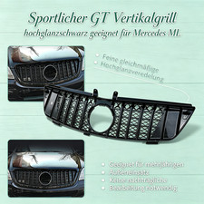 Hochglanzschwarzer GT Frontgrill passend für Mercedes ML-Klasse W164 2005-2008 Hochglanzschwarzer GT Frontgrill passend für Mercedes ML-Klasse W164 2005-2008