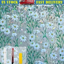 Rainbow Window Privacy Film Stain Glass Decorative Clings Non-Adhesive Reusable