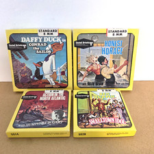 Vintage 8mm Film Reels LOT OF 4 United Artists Daffy Duck Bogart Honest Horace