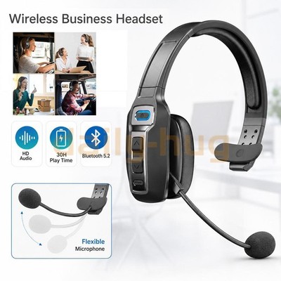  Trucker Headset Wireless Bluetooth 5.2 AI Noise Cancelling Mic For Phones PC