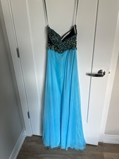 Night Moves blue long strapless formal prom dress size 4