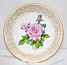 Edward Marshall Boehm Rose Plate The Royal Highness Rose Limited 10 7/8" GOLD