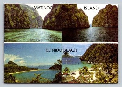 Vintage Matinloc Island & El Nido Beach Palawan Philippines Postcard