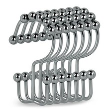 Shower Curtain Hooks, 12 Pcs Metal Shower Curtain Rings, Glide Roller Shower