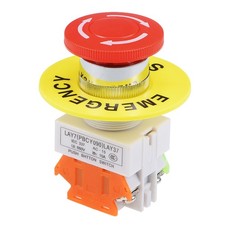 22mm Latching Emergency Stop Push Button Switch W Emergency Stop Sign