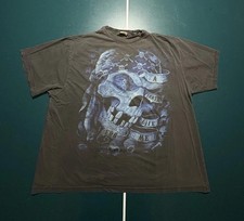 Vintage Liquid Blue Pirate Skull T Shirt Men’s 2XL Faded Gray Bones AOP