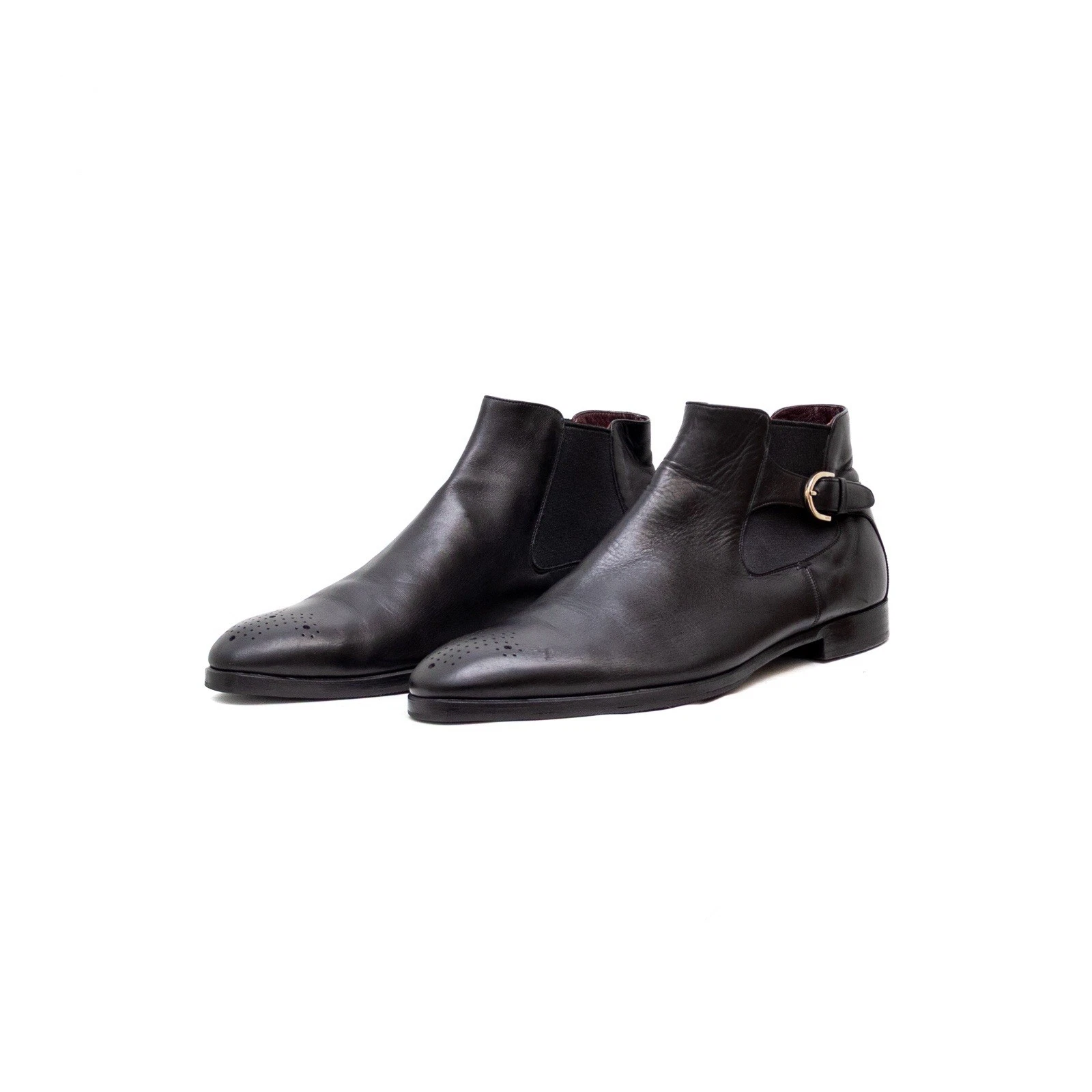 Bottes Chelsea homme Gucci cuir noir sangle moine bout d’aile pointure 45E (US 12)