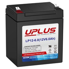 UPLUS LP12-6.0 12V 6AH Rechargeable AGM Battery, 12V 6Ah , Black