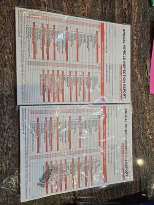 2x 25-PACK. Annual Vehicle Inspection Report Form 3-Ply, Carbonless. FMCSA DOT.