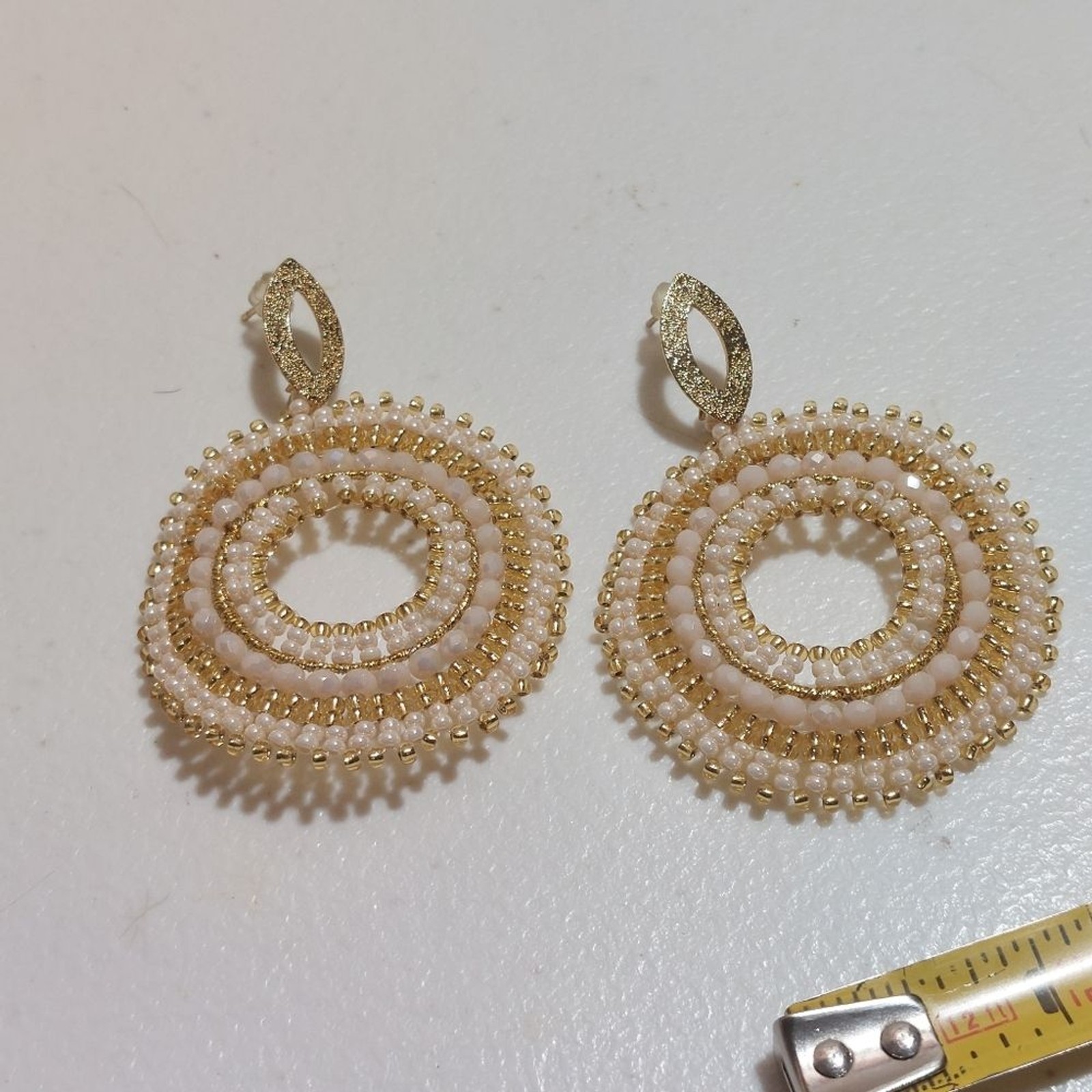 Boho Chic Beaded Circle Dangle Drop Earrings - image 4