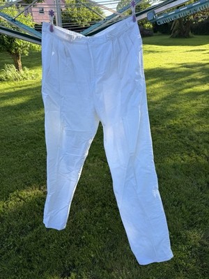 Herren Hose Gr 50 Weiß Bundfalten Chino Sommerhose Baumwolle Kleidung Fashion