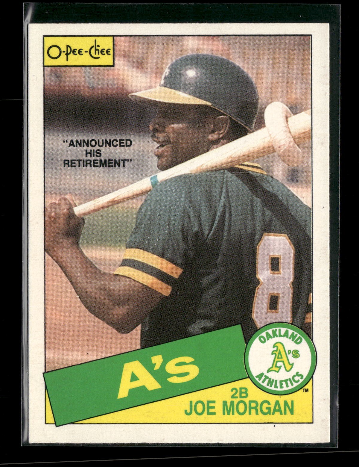 1985 O-Pee-Chee #352 Joe Morgan Oakland Athletics