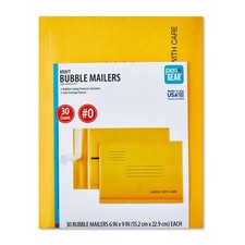 Pen+Gear Self-Sealing #0 Kraft Bubble Mailers, 6" x 9", 30 pack