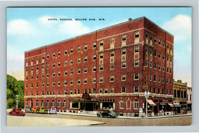 #ad #ad Beaver Dam WI Wisconsin Hotel Rogers Exterior Vintage Postcard $0.99