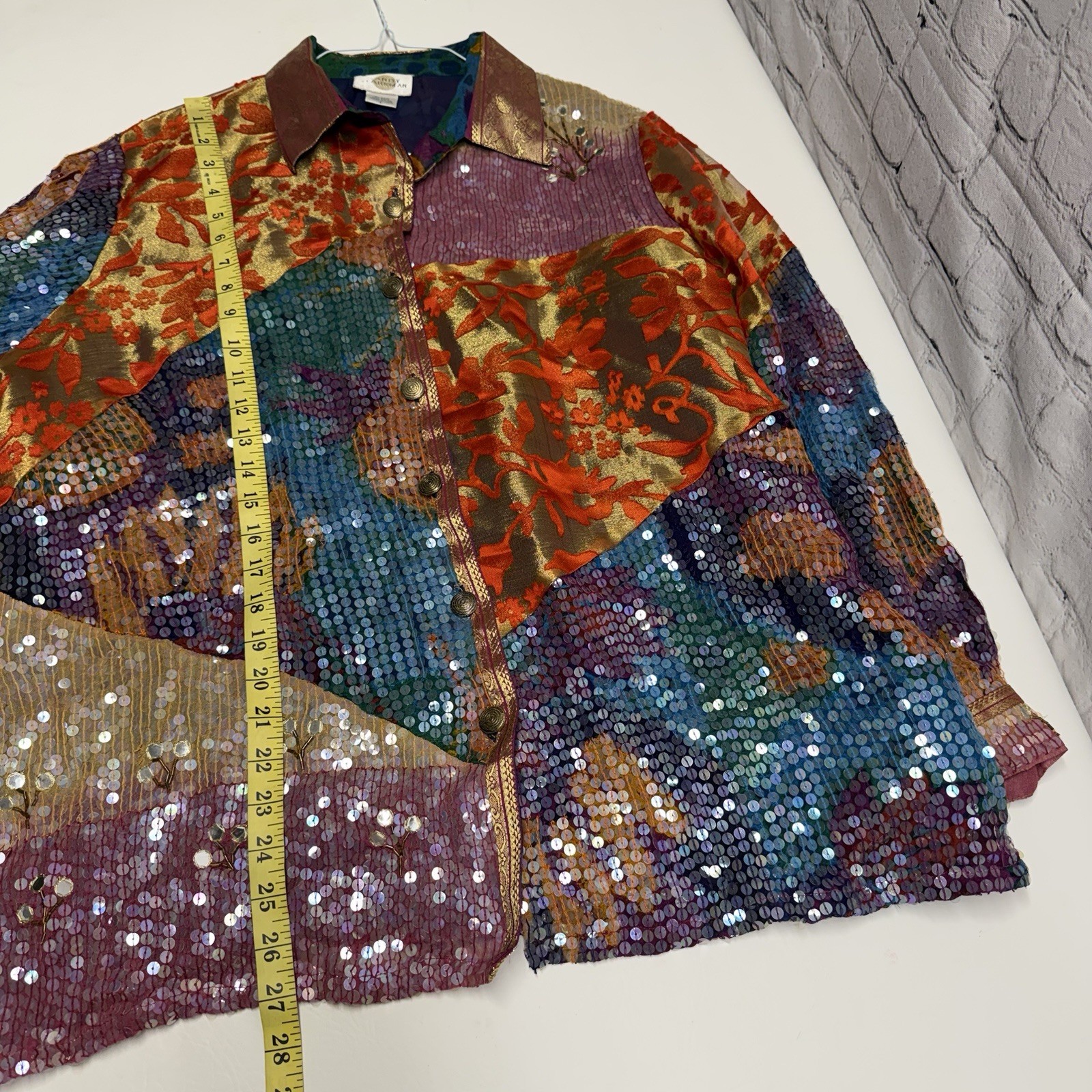 sandy starkman L Patchwork Sequence Jacket - image 3