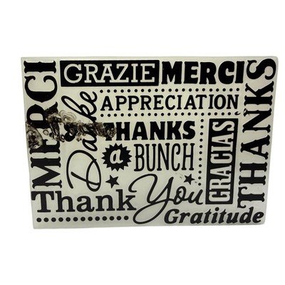 Thank You Gratitude Appreciation Sign Plaque Black White Multilingual Home Decor