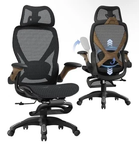 Nouveau en boîte ergonomique Mesh chaise de bureau avec repose-pieds – Bibliothèque Chêne