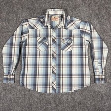 Wrangler Shirt Mens XL Blue Plaid Western Pearl Snap Long Sleeve Cowboy Casual