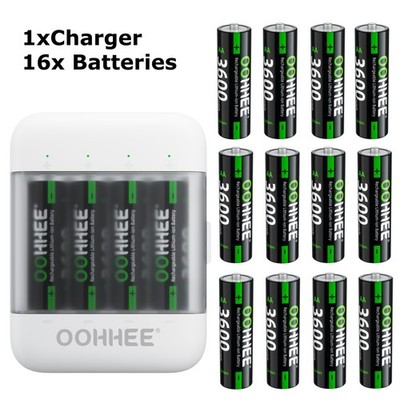 3600mWh 1.5V AA Lithium Rechargeable Batteries + Charging Storage Box 4/8/12/16x