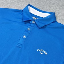 Callaway Polo Shirt Mens M Blue Short Sleeve Collared Logo Golf Performance