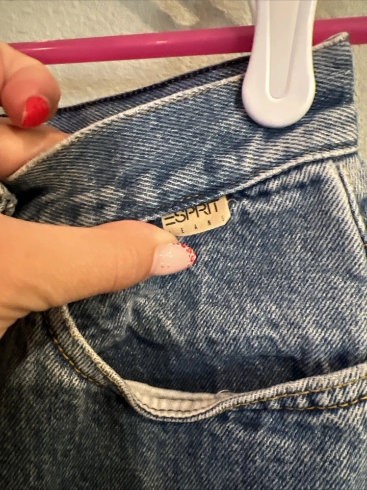 Vintage Denim Slit ESPRIT Skirt • Size 9/27 • Made in USA 100% cotton - Image 2 of 4