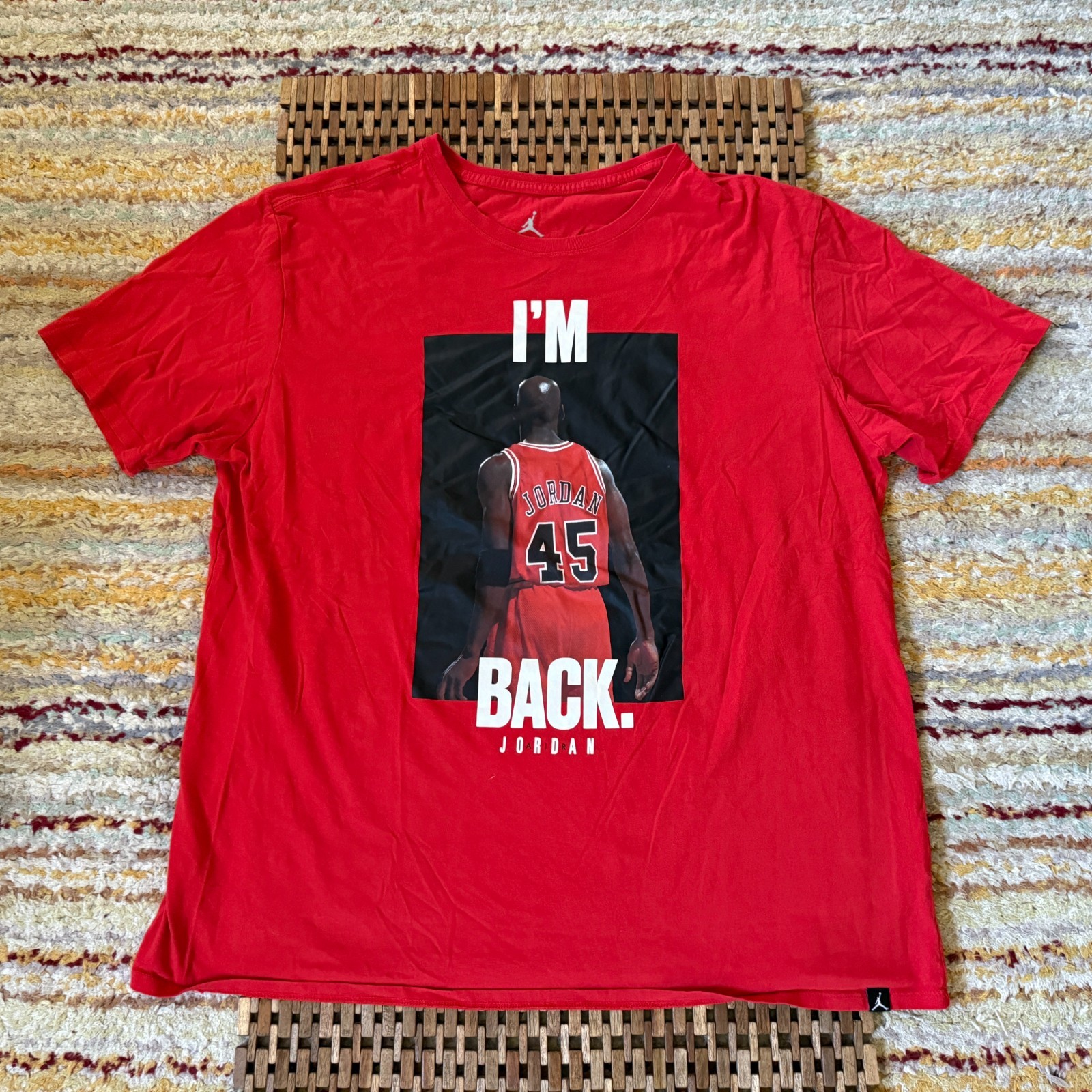 Nike Air Jordan 45 I'm Back Graphic Print Tee T Shirt Red Men's Size XXL 2XL