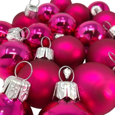 Pinnacle Peak Trading Pink Shiny Matte Polish Glass 30mm Ball Ornaments Set 20