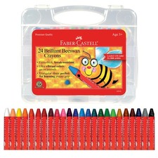 Beeswax Crayons in Durable Storage Case: Non-Toxic Jumbo Triangle Crayons for...