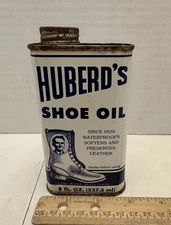 Vintage Huberd's Shoe Oil 8 Ounce Can/Tin - Huberd Shoe Grease Co. Empty